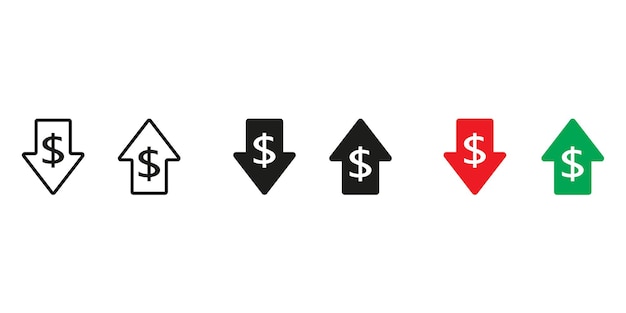 increase decrease dollar vector icons losing money