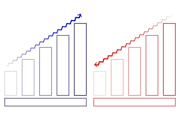 increase or decrease graph line icon vector