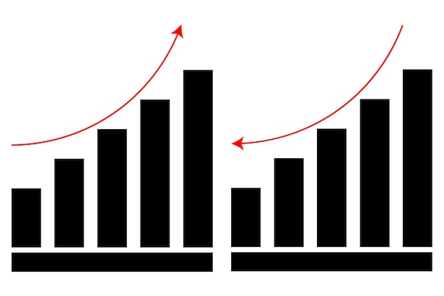 increase or decrease graph line icon vector