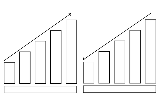 increase or decrease graph line icon vector