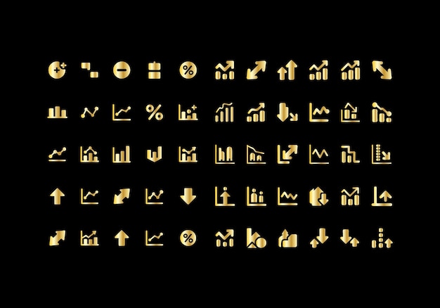 increase and decrease icon set business growth and fall graph symbol collection of data chart vector