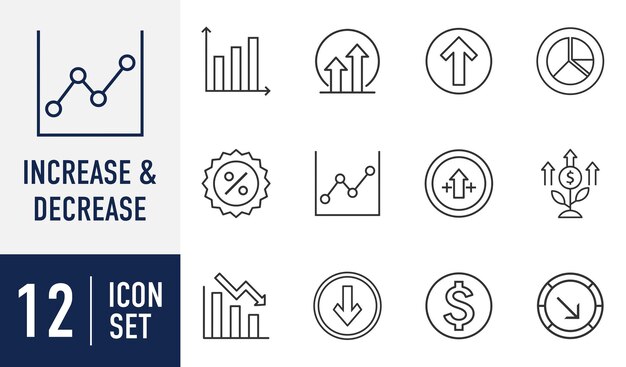 increase and decrease icon set line art collection business growth statistics vector
