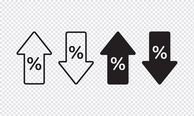 increase and decrease percentage icons upward and downward arrows graphic elements