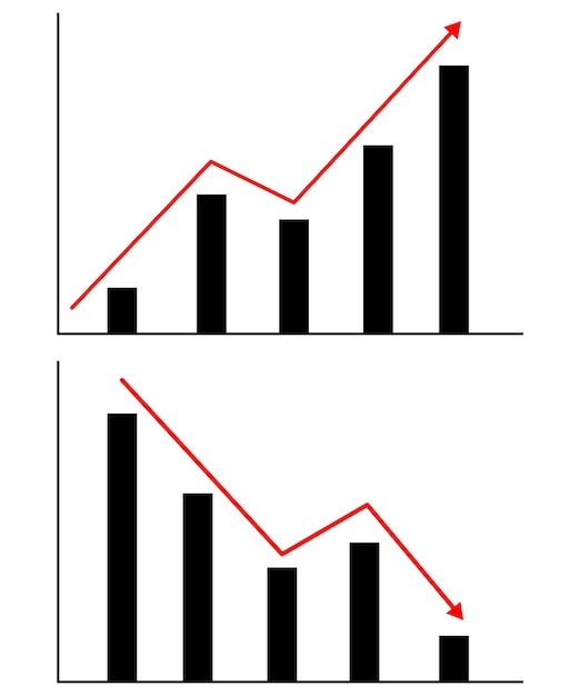 increase and dicrease statistic diagram simple icon set for business or data related design element