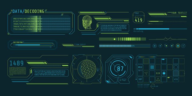 interface of the program for processing and decoding big data vector illustration