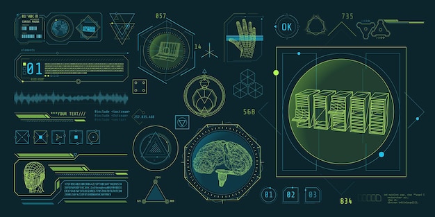 interface of the program for processing and decoding big data vector illustration