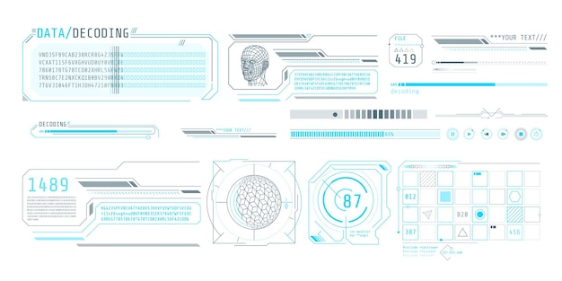 interface of the program for processing and decoding big data vector illustration