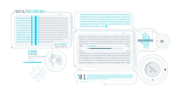 interface of the program for processing and decoding satellite data vector illustration