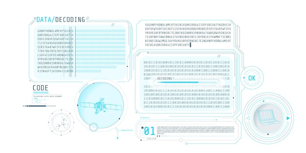 interface of the program for processing and decoding satellite data vector illustration