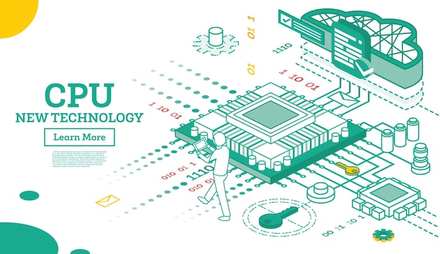 isometric cpu. computer technology. big data processing. data transfer and processing. cloud technology.
