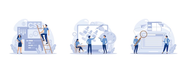 it profession set. programmer write software and create code for computer. coding script for project