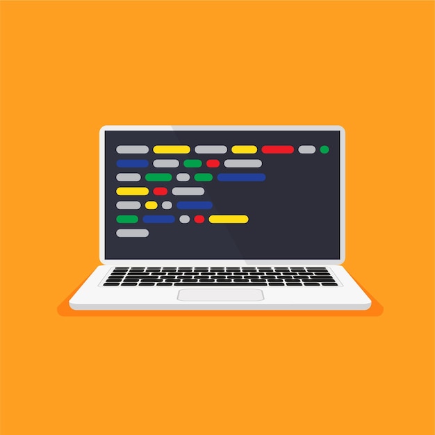 laptop with code on a display web developer design programming coding concept