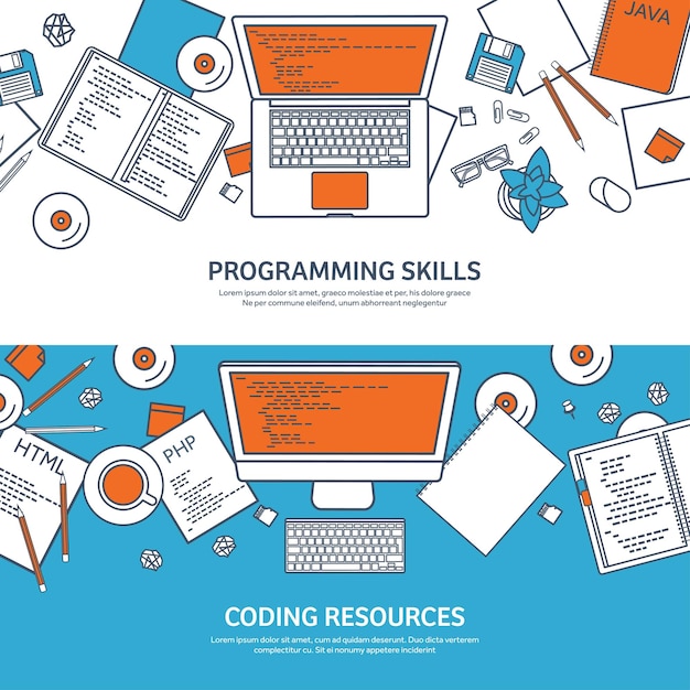 lined programming coding and seo outline computing background code hardware software web development