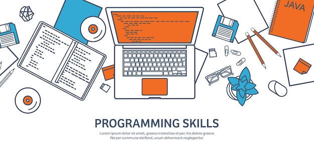 lined programming coding and seo outline computing background code hardware software web development