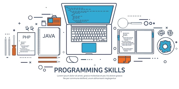 lined programming coding and seo outline computing background code hardware software web development