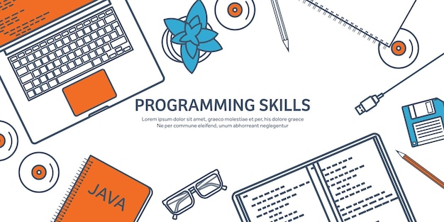 lined programming coding and seo outline computing background code hardware software web development