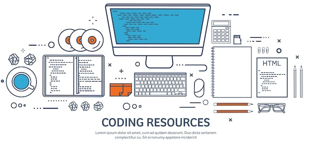 lined programming coding and seo outline computing background code hardware software web development