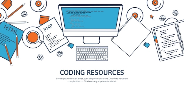 lined programming coding and seo outline computing background code hardware software web development