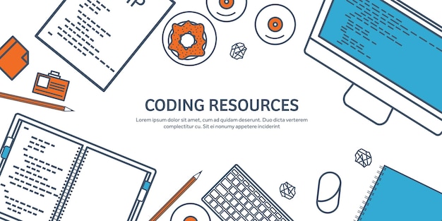 lined programming coding and seo outline computing background code hardware software web development