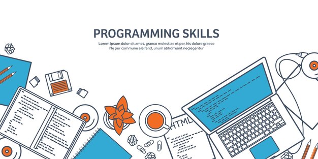 lined programming coding and seo outline computing background code hardware software web development
