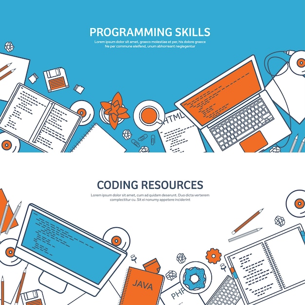 lined programming coding and seo outline computing background code hardware software web development