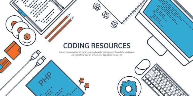 lined programming coding and seo outline computing background code hardware software web development