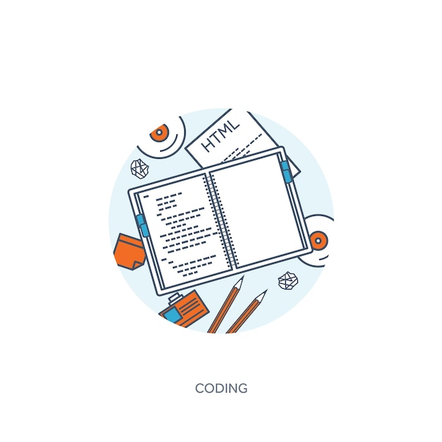 lined programming coding and seo outline computing background code hardware software web development