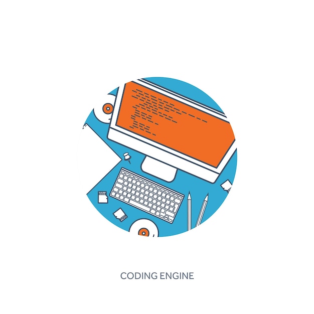 lined programming coding and seo outline computing background code hardware software web development