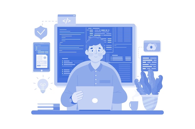man coder development programming computer