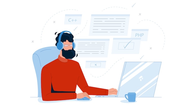man coder development programming computer