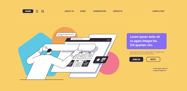 man developer creating website ui interface web application development program software optimization concept