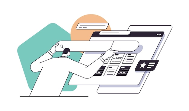 man developer creating website ui interface web application development program software optimization concept