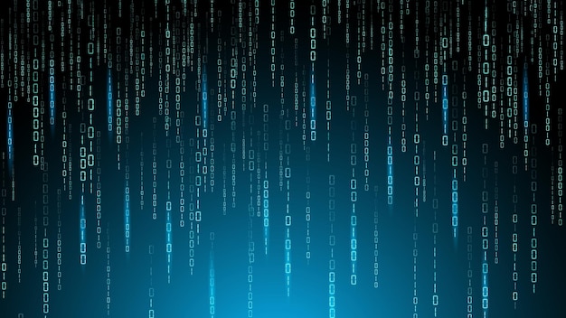 matrix binary code digits encryption one and zero numbers random falling data malware technology software encode digital program backdrop cyber algorithm vector design background