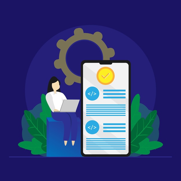 mobile application development programmer with programming language developing website