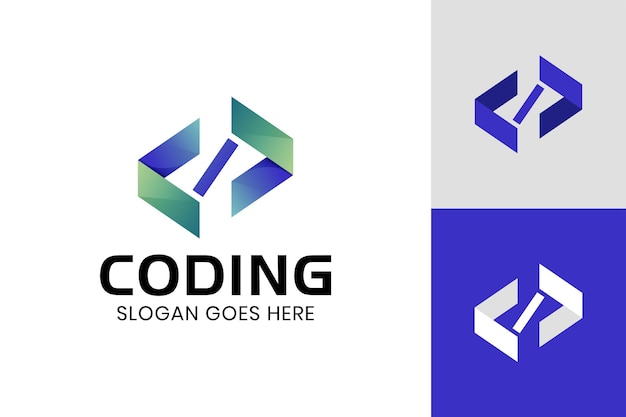 modern logos of code for coding, programming gradient logo template