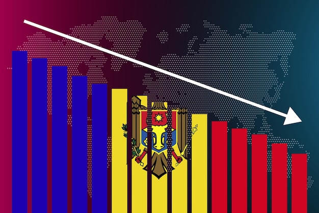moldova bar chart graph decreasing values crisis and downgrade news banner fail and decrease