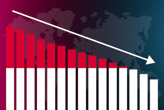 monaco bar chart graph decreasing values crisis and downgrade news banner fail and decrease