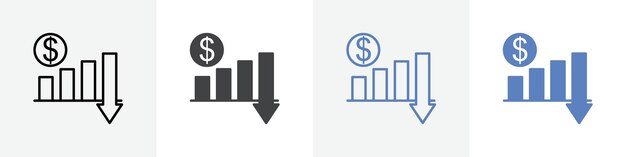 money value decrease icon vector set use for web ui or app