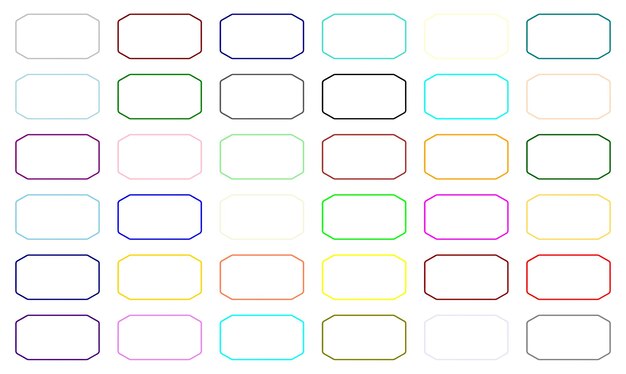 multicolor rounded rectangular frames elements set