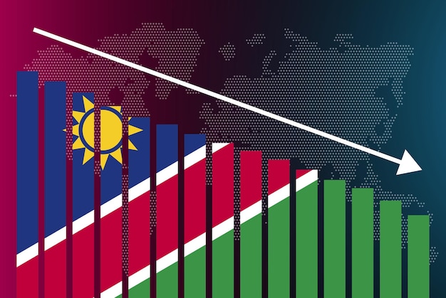 namibia bar chart graph decreasing values crisis and downgrade news banner fail and decrease