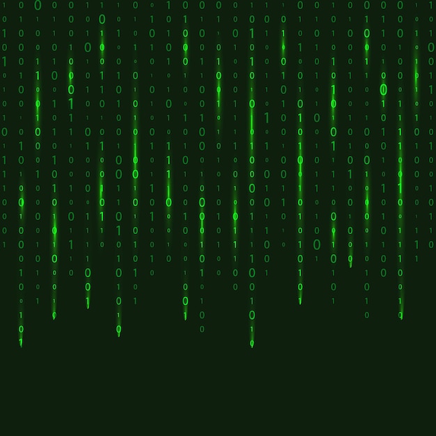 numbers on the screen digital stream of binary code binary code matrix one zero