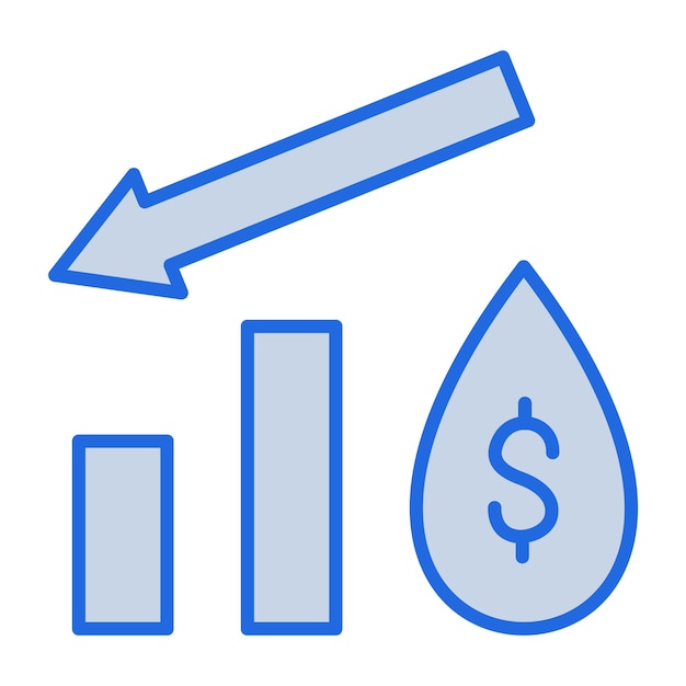 oil price decrease blue tone illustration
