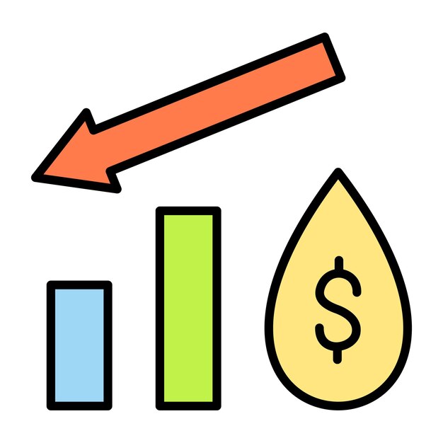 oil price decrease flat illustration