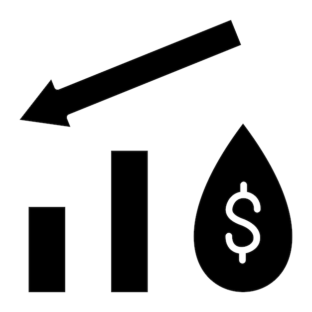 oil price decrease glyph solid black illustration