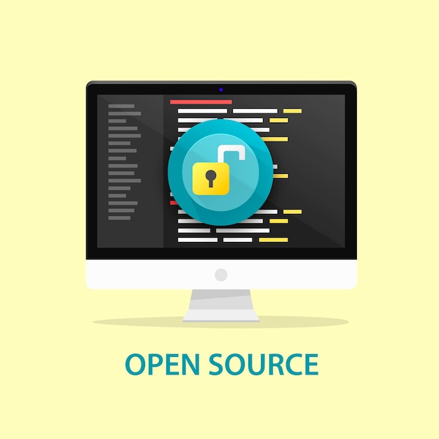 Open source code, computerprogrammering. vector illustratie