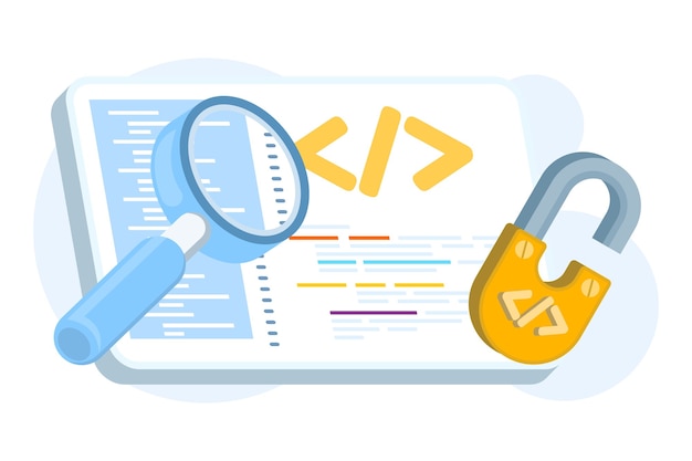 open source software with collaborative coding and customizable accessible source code vector