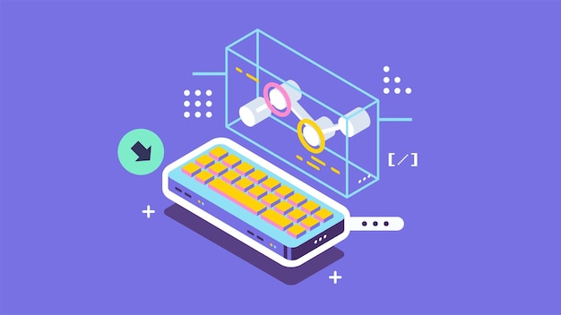 open source vector illustration programming language concept developer protocol platform interface with code information digital software script