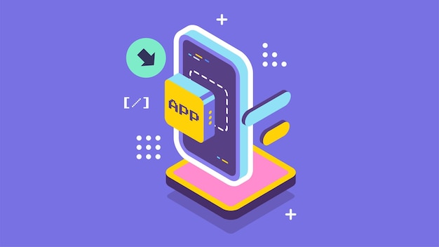open source vector illustration programming language concept developer protocol platform interface with code information digital software script
