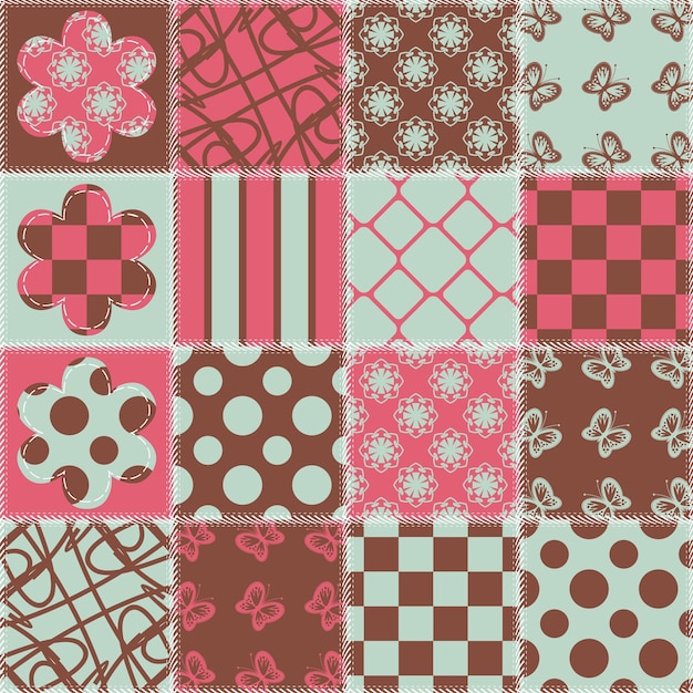 patchwork background with different patterns