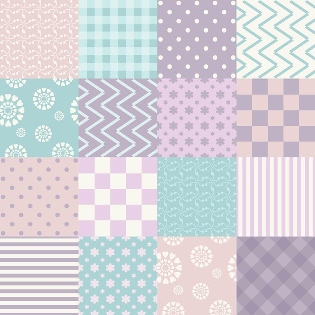 Patchwork background with different patterns | Premium Vector